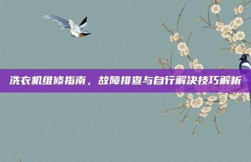 洗衣机维修指南,故障排查与自行解决技巧解析