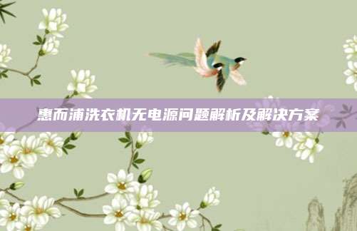 惠而浦洗衣机无电源问题解析及解决方案