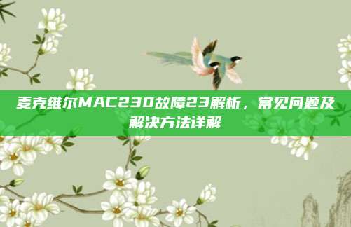 麦克维尔MAC230故障23解析,常见问题及解决方法详解