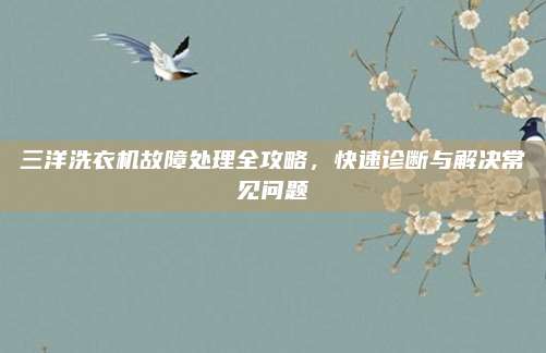 三洋洗衣机故障处理全攻略,快速诊断与解决常见问题