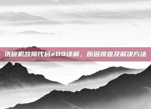 洗碗机故障代码e09详解,原因排查及解决方法