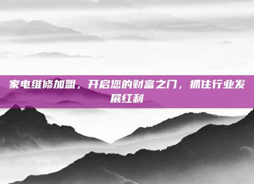 家电维修加盟,开启您的财富之门,抓住行业发展红利