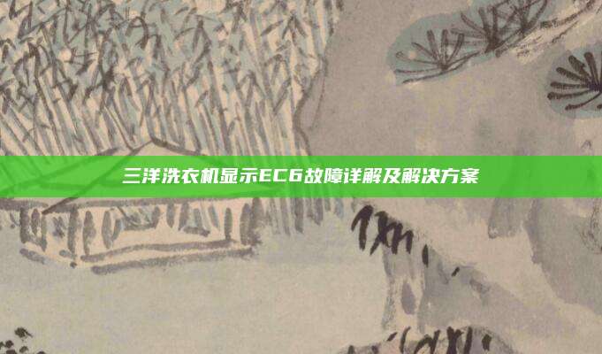 三洋洗衣机显示EC6故障详解及解决方案