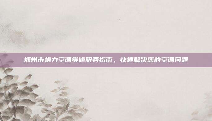 郑州市格力空调维修服务指南,快速解决您的空调问题
