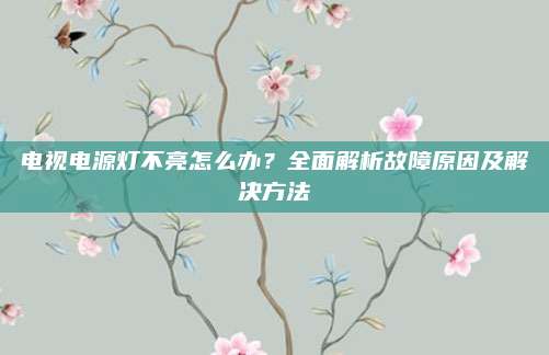 电视电源灯不亮怎么办?全面解析故障原因及解决方法