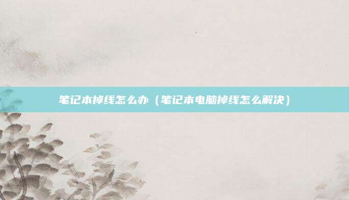 笔记本掉线怎么办（笔记本电脑掉线怎么解决）