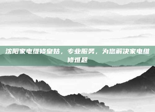 沈阳家电维修皇姑,专业服务,为您解决家电维修难题
