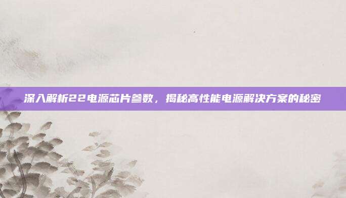 深入解析22电源芯片参数,揭秘高性能电源解决方案的秘密