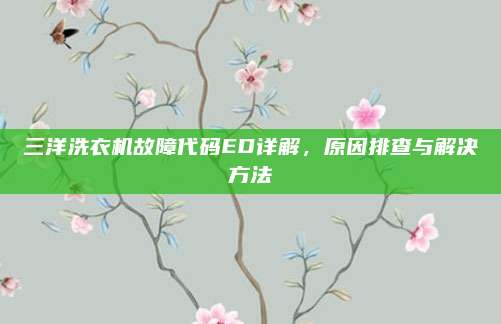 三洋洗衣机故障代码ED详解,原因排查与解决方法