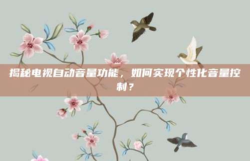 揭秘电视自动音量功能,如何实现个性化音量控制?