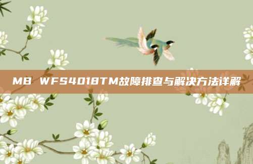 MB WFS4018TM故障排查与解决方法详解