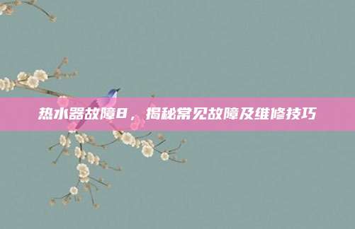 热水器故障8,揭秘常见故障及维修技巧