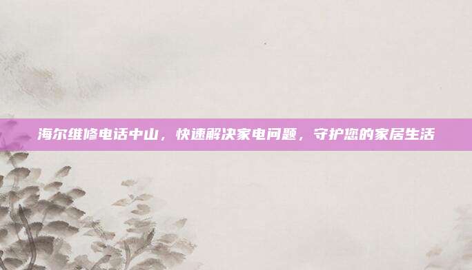 海尔维修电话中山,快速解决家电问题,守护您的家居生活
