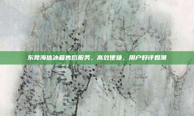 东莞海信冰箱售后服务,高效便捷,用户好评如潮