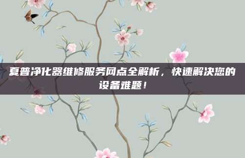 夏普净化器维修服务网点全解析,快速解决您的设备难题!