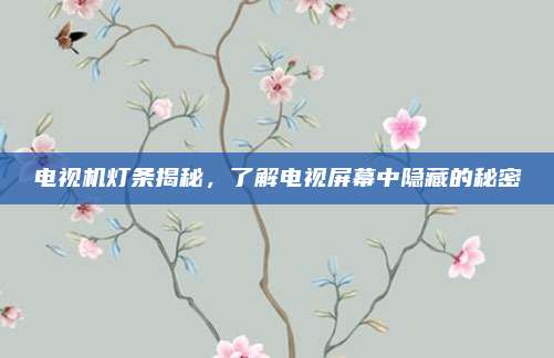 电视机灯条揭秘,了解电视屏幕中隐藏的秘密