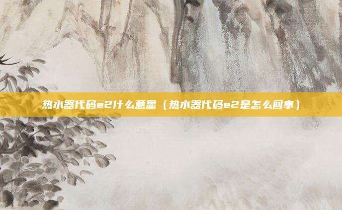 热水器代码e2什么意思（热水器代码e2是怎么回事）