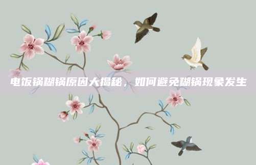 电饭锅糊锅原因大揭秘,如何避免糊锅现象发生