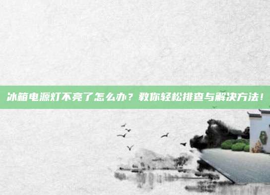 冰箱电源灯不亮了怎么办?教你轻松排查与解决方法!