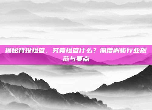 揭秘背投检查,究竟检查什么?深度解析行业规范与要点