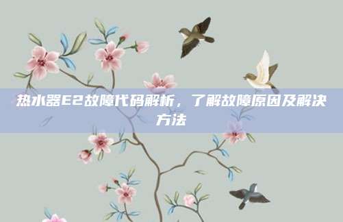 热水器E2故障代码解析,了解故障原因及解决方法