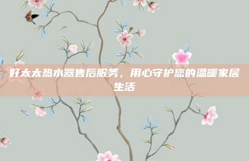好太太热水器售后服务,用心守护您的温暖家居生活