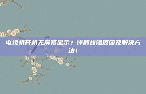 电视机开机无屏幕显示?详解故障原因及解决方法!