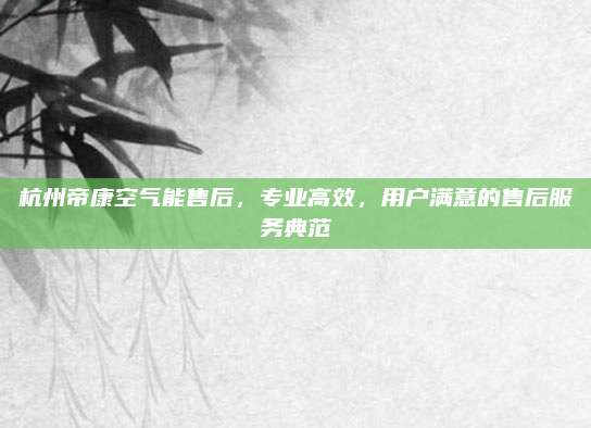 杭州帝康空气能售后,专业高效,用户满意的售后服务典范