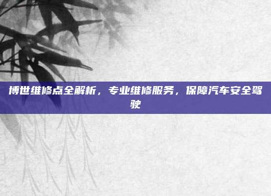 博世维修点全解析,专业维修服务,保障汽车安全驾驶
