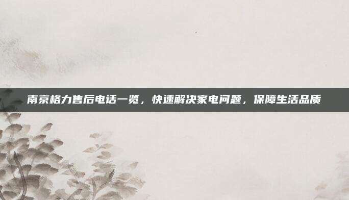 南京格力售后电话一览,快速解决家电问题,保障生活品质