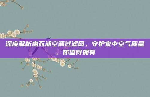 深度解析惠而浦空调过滤网,守护家中空气质量,你值得拥有