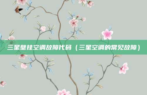 三星壁挂空调故障代码(三星空调的常见故障)