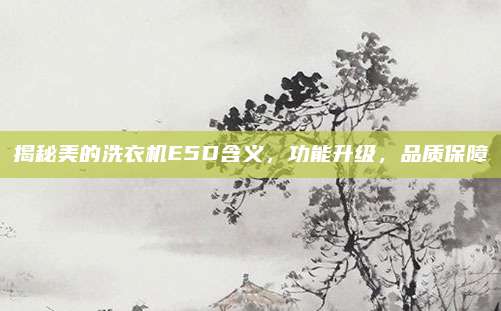 揭秘美的洗衣机E5D含义，功能升级，品质保障