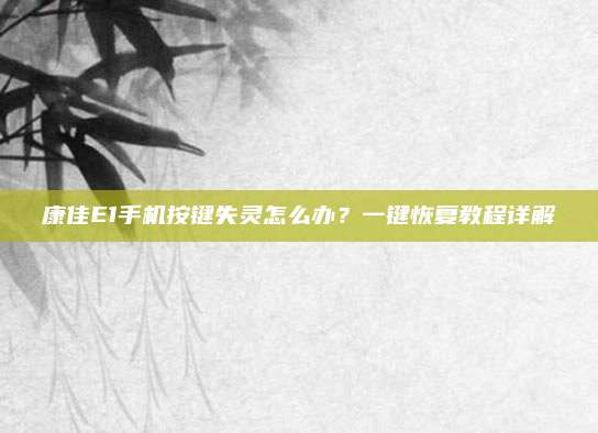 康佳E1手机按键失灵怎么办?一键恢复教程详解