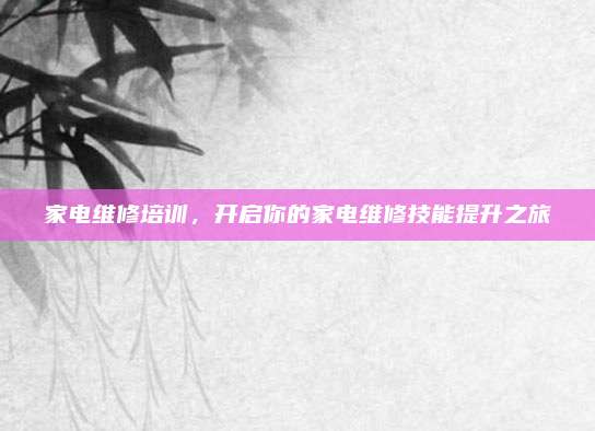 家电维修培训,开启你的家电维修技能提升之旅