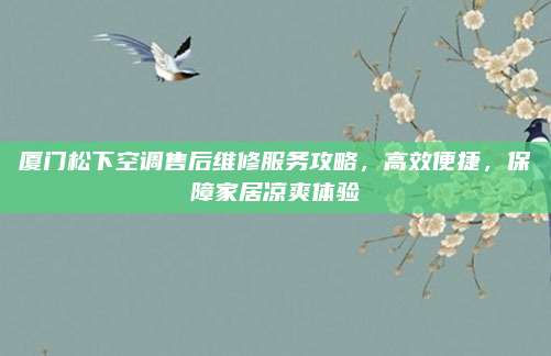 厦门松下空调售后维修服务攻略,高效便捷,保障家居凉爽体验