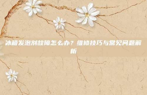冰箱发泡剂故障怎么办?维修技巧与常见问题解析