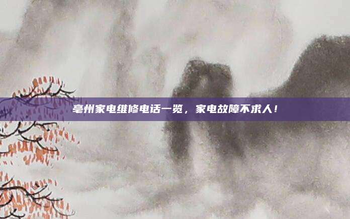 亳州家电维修电话一览,家电故障不求人!