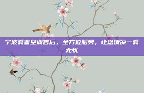 宁波夏普空调售后,全方位服务,让您清凉一夏无忧