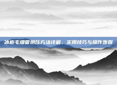 冰柜毛细管测压方法详解,实用技巧与操作步骤