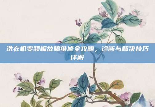 洗衣机变频板故障维修全攻略,诊断与解决技巧详解