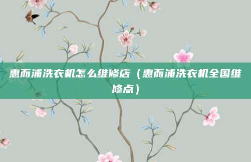 惠而浦洗衣机怎么维修店（惠而浦洗衣机全国维修点）