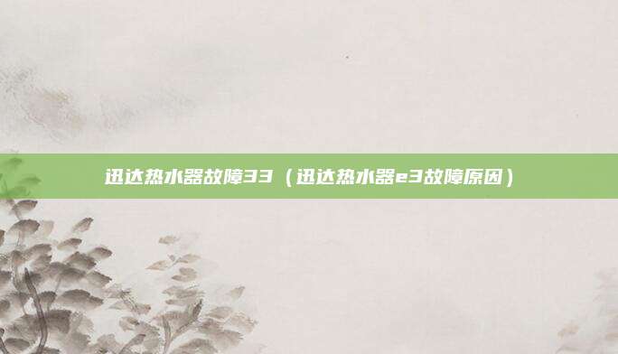 迅达热水器故障33（迅达热水器e3故障原因）