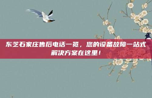 东芝石家庄售后电话一览,您的设备故障一站式解决方案在这里!