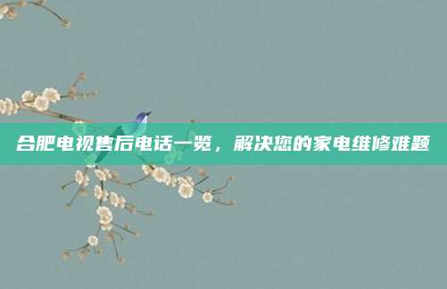 合肥电视售后电话一览,解决您的家电维修难题