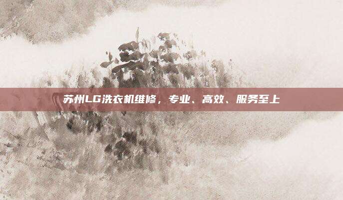 苏州LG洗衣机维修,专业、高效、服务至上