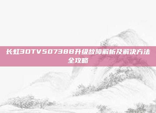 长虹3DTV50738B升级故障解析及解决方法全攻略