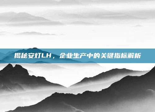 揭秘安灯LH,企业生产中的关键指标解析