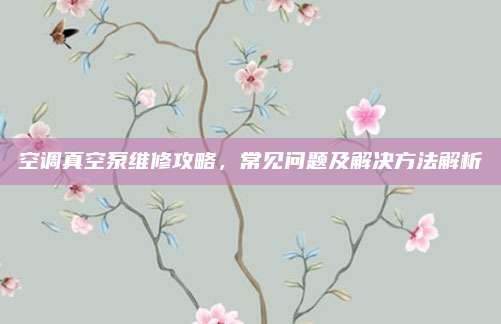空调真空泵维修攻略,常见问题及解决方法解析