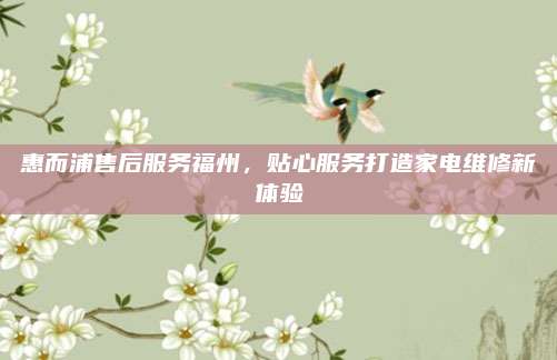 惠而浦售后服务福州,贴心服务打造家电维修新体验